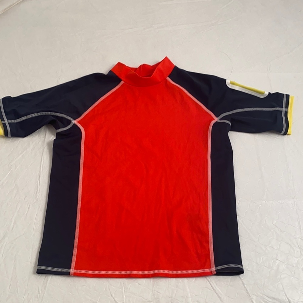 Lands End orange navy rash guard M = 10/12